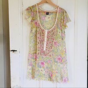 Free People Sheer Floral Tunic